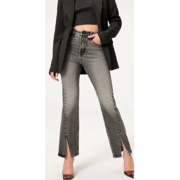 Good American Good Curve Slit Hem Straight Jeans Black 181 4/27 EUC - Picture 12 of 12